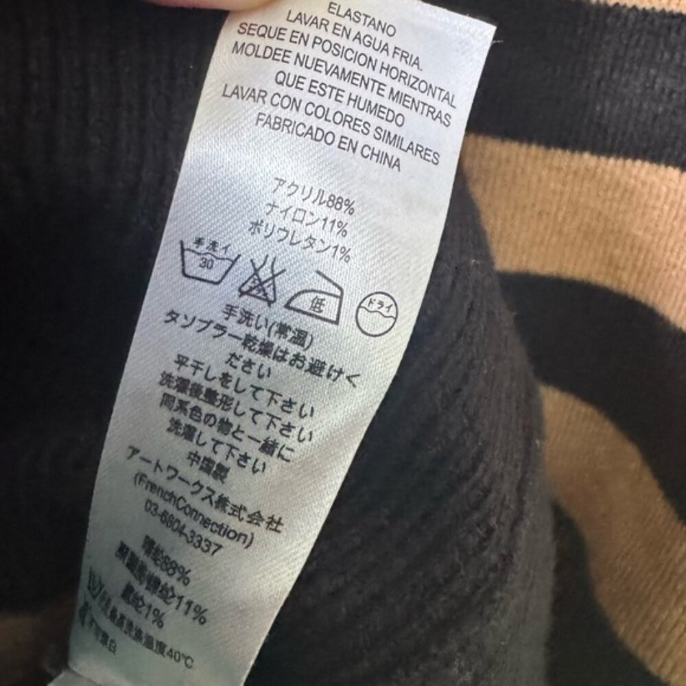 French Connection Vintage Striped Bambi Cowl Neck Tunic Sweater Dress Knit Top L - Picture 8 of 16